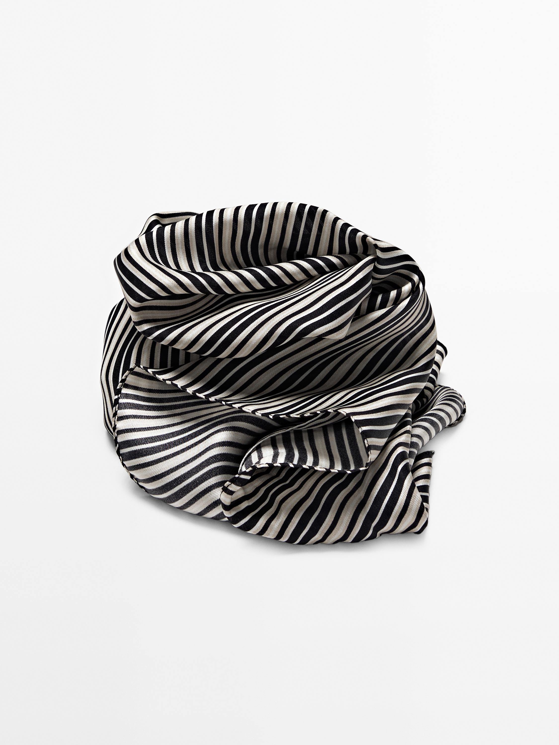 100% silk striped scarf
